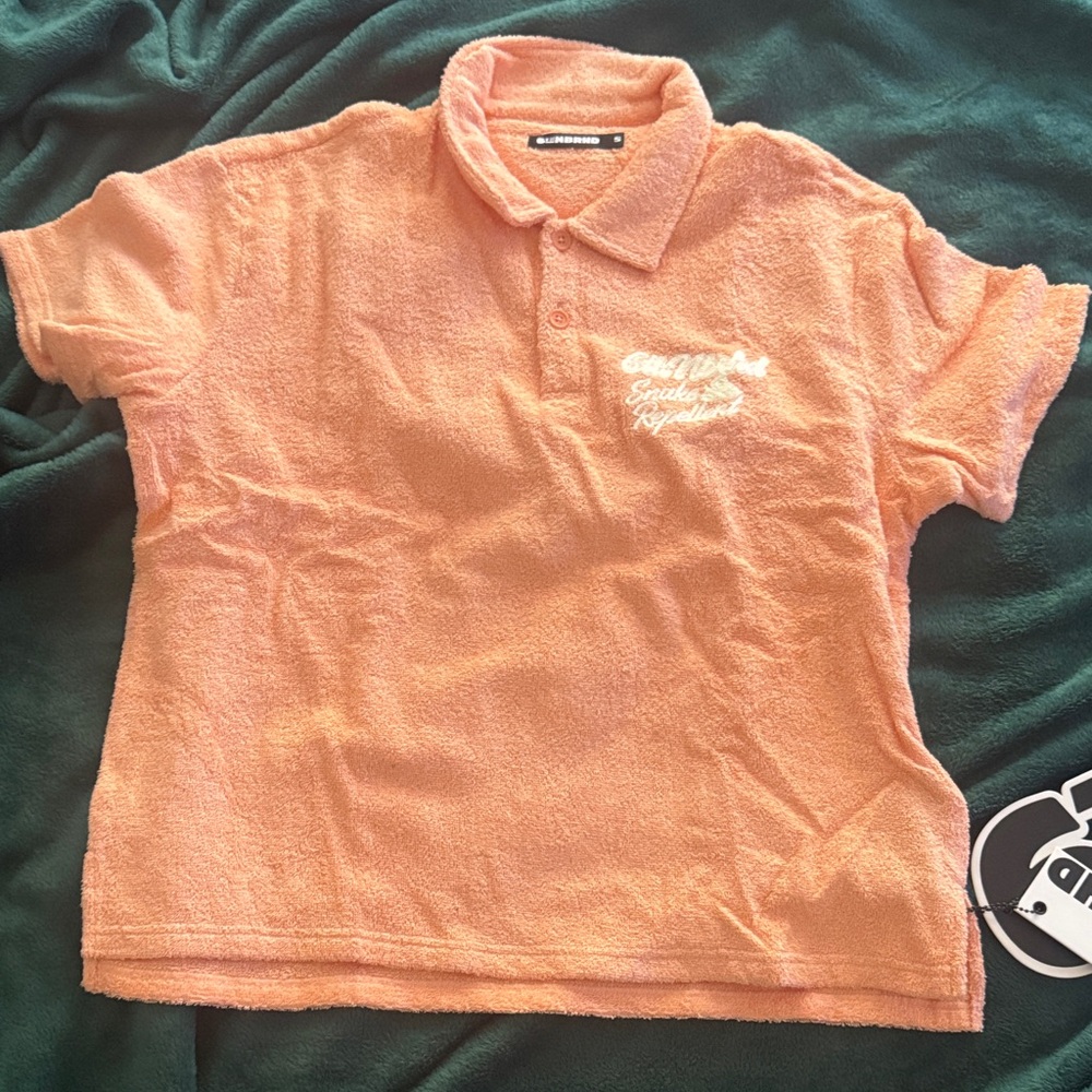 Cozy Orange Terry Polo Shirt for Men